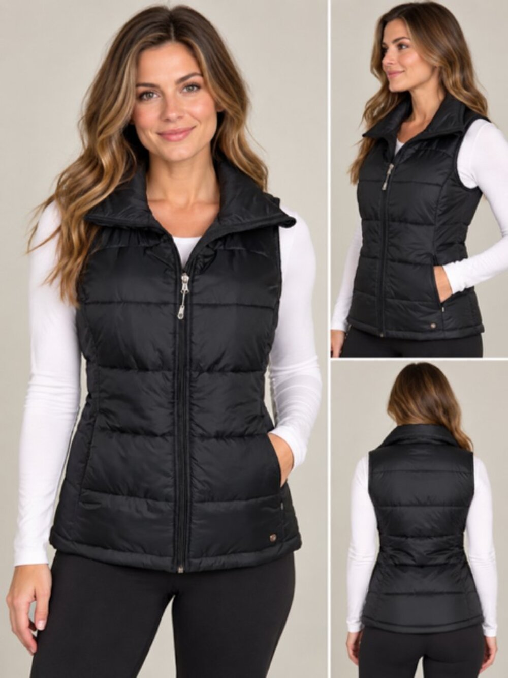 CALIA Carrie Underwood Black Quilted Puffer Vest Medium
